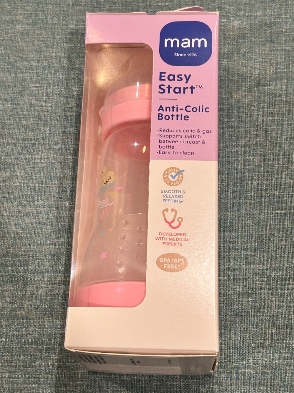 MAM Easy Start Anti-Colic Wide Neck Bottle Pink 260ml/9oz Medium Flow 2M+